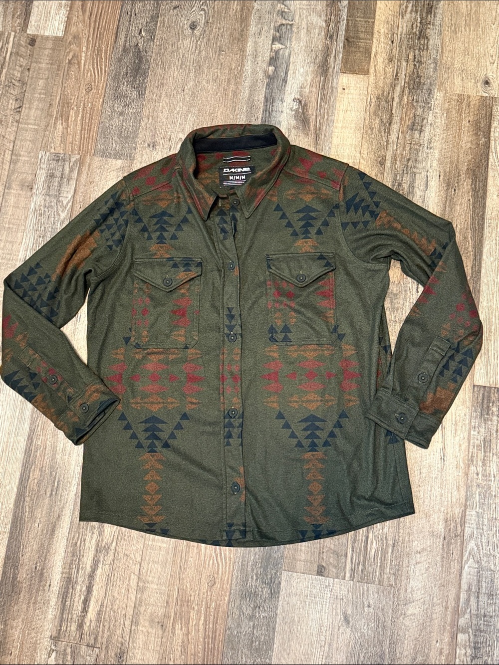 Dakine Olive Tribal Print Button-Up Shirt Jacket